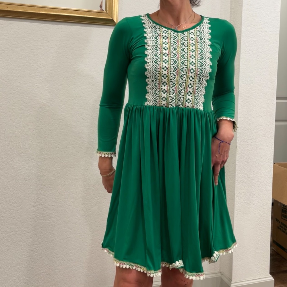 Green Embroidered Dress